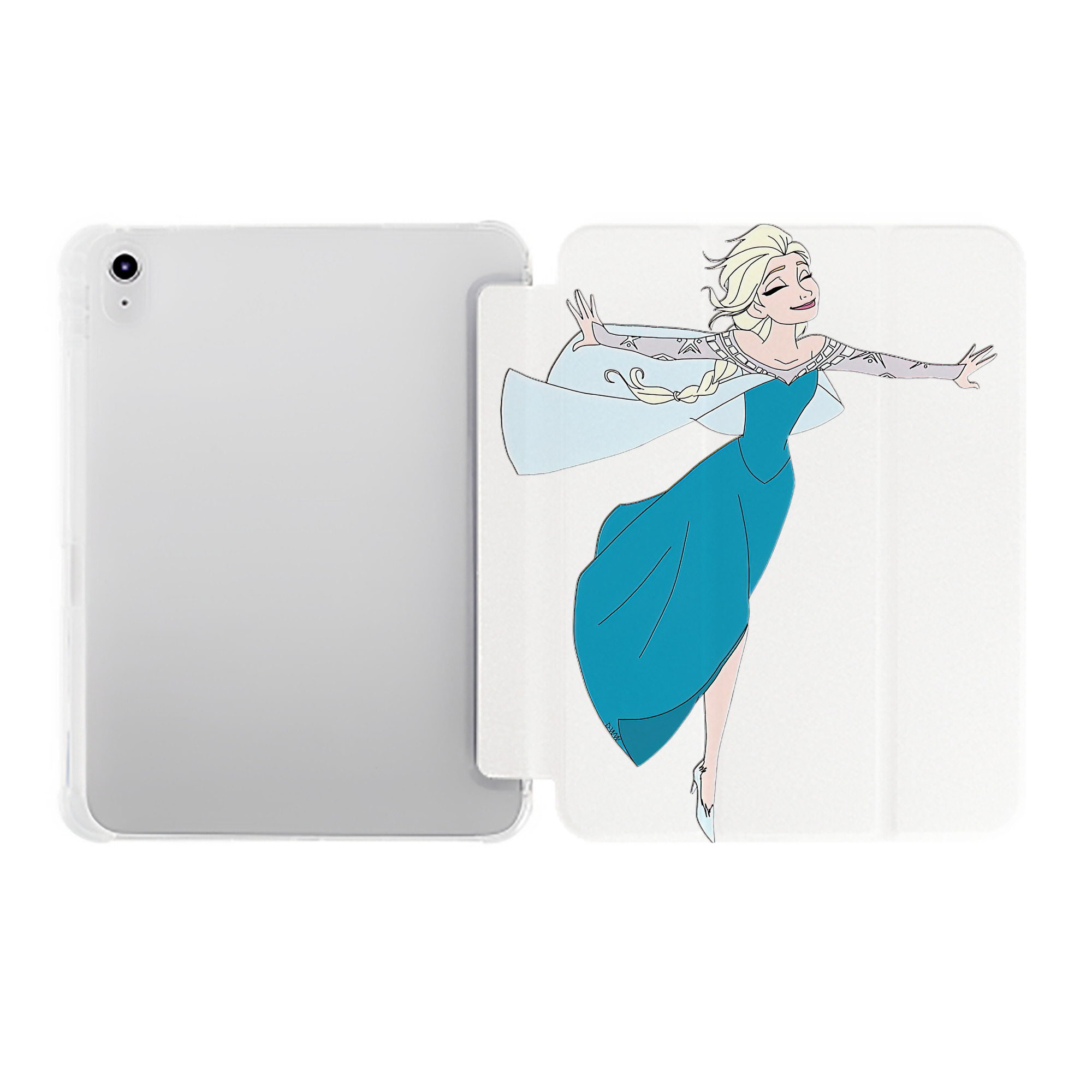 （画像用） アナと雪の女王 アンナ エルサ Frozen Anna Elsa IPad ケース ペン収納付き 三つ折りスタンド PUレザー×シリコン 対応機種9.5/10.5/10.9インチ